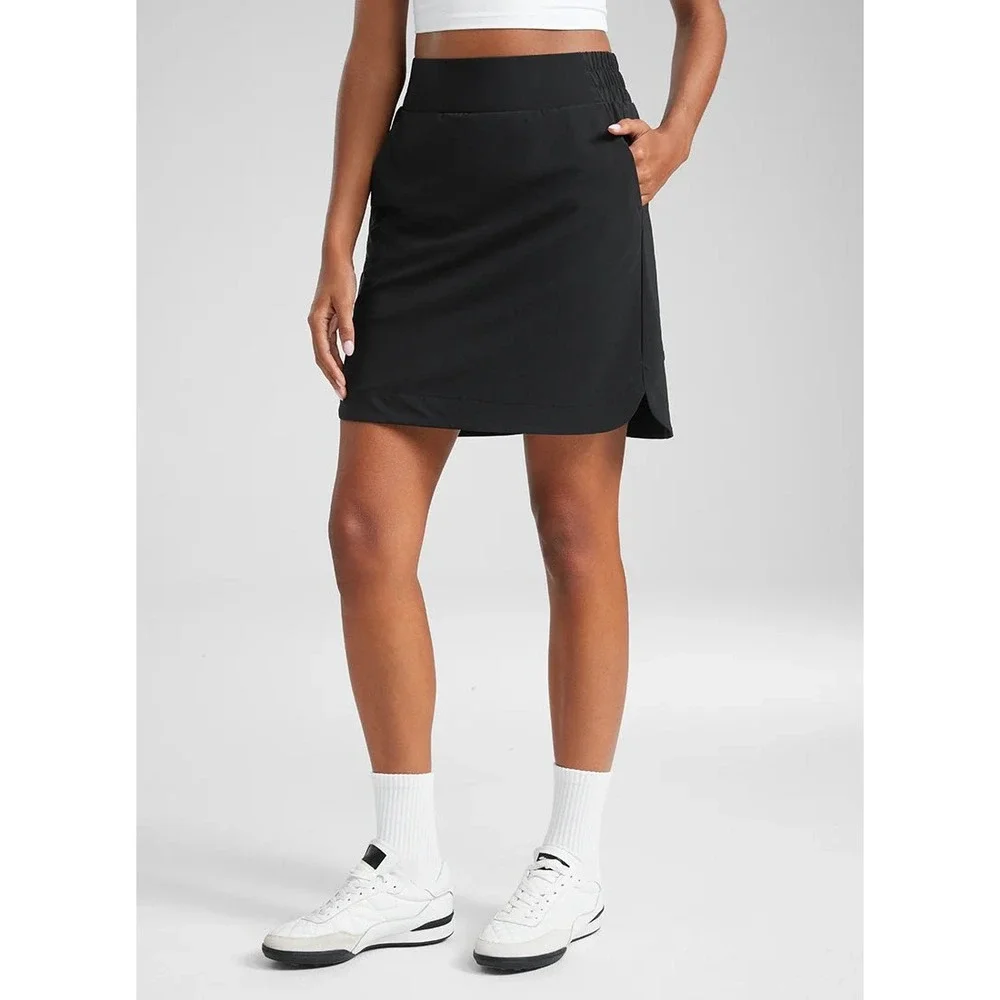CRZ YOGA Black‎ Feathery-Fit Soft A Line Pocket Skirt 18'' Medium